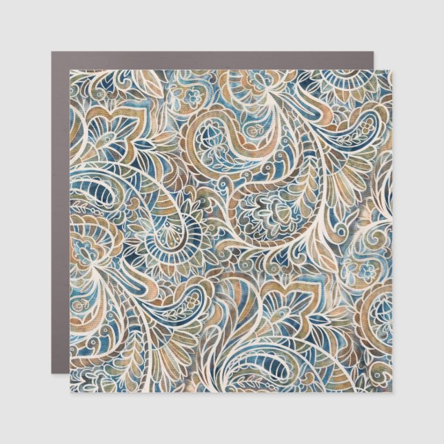 Multicolor Paisley Hand-Drawn Print Car Magnet (Front)