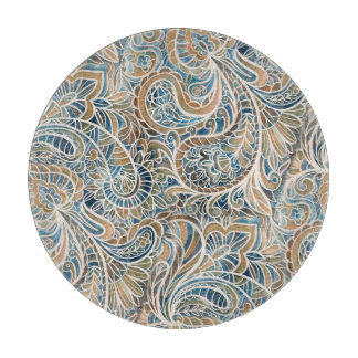 Multicolor Paisley Hand-Drawn Print Cutting Board