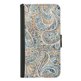 Multicolor Paisley Hand-Drawn Print Samsung Galaxy S5 Wallet Case