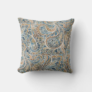Multicolor Paisley Hand-Drawn Print Throw Pillow