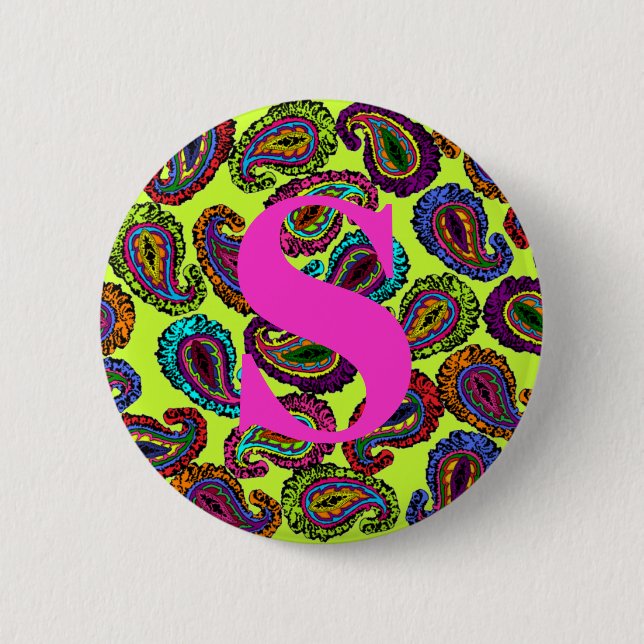 Multicolor Paisley Pinback Button (Front)