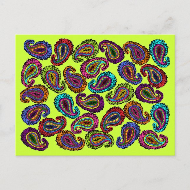 Multicolor Paisley Postcard (Front)