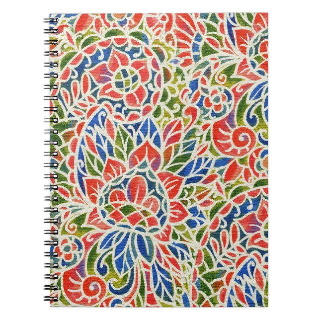 Multicolor Paisley Print Batik Pattern Notebook (Front)