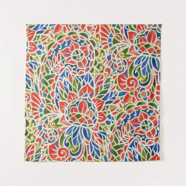 Multicolor Paisley Print Batik Pattern Tapestry (Front)
