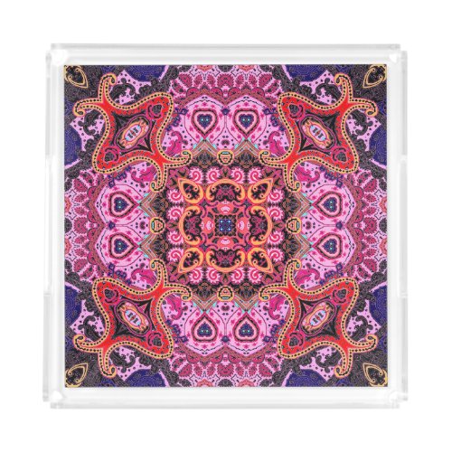 Multicolor paisley scarf print design acrylic tray