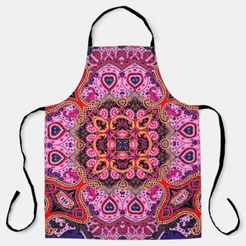 Multicolor paisley scarf print design apron
