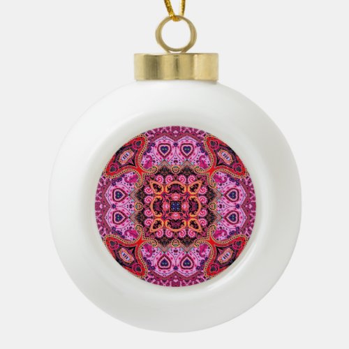 Multicolor paisley scarf print design ceramic ball christmas ornament