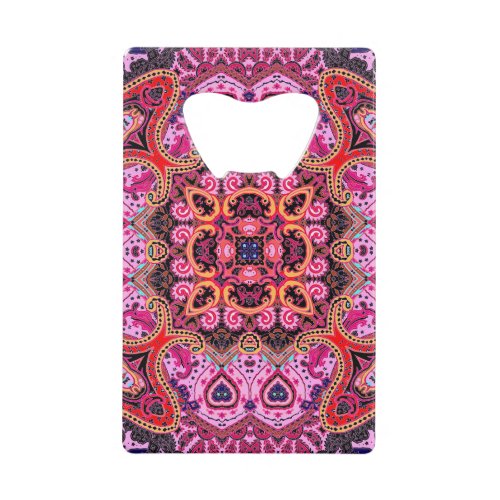 Multicolor paisley scarf print design credit card bottle opener