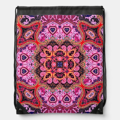 Multicolor paisley scarf print design drawstring bag