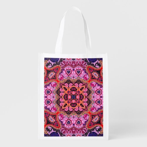 Multicolor paisley scarf print design grocery bag