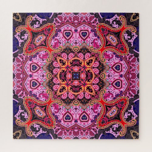Multicolor paisley scarf print design jigsaw puzzle