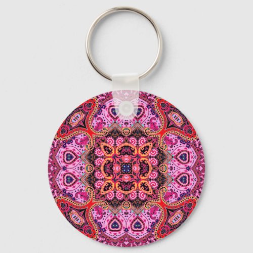 Multicolor paisley scarf print design keychain