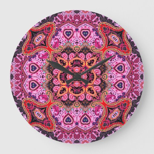 Multicolor paisley scarf print design large clock