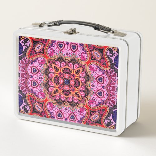Multicolor paisley scarf print design metal lunch box