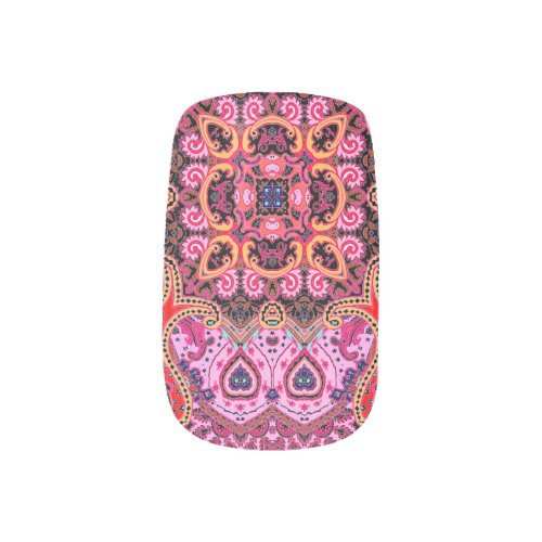 Multicolor paisley scarf print design minx nail art