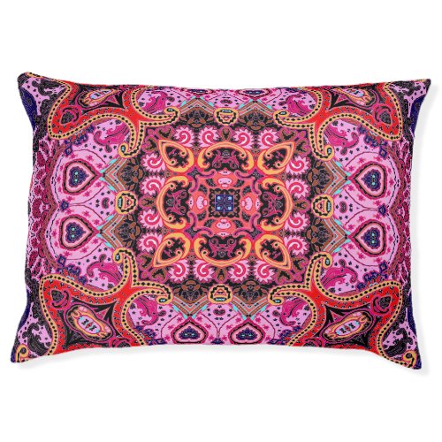 Multicolor paisley scarf print design pet bed