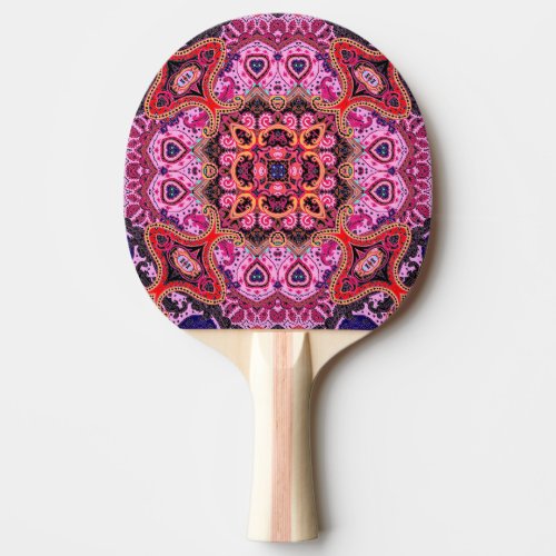 Multicolor paisley scarf print design ping pong paddle