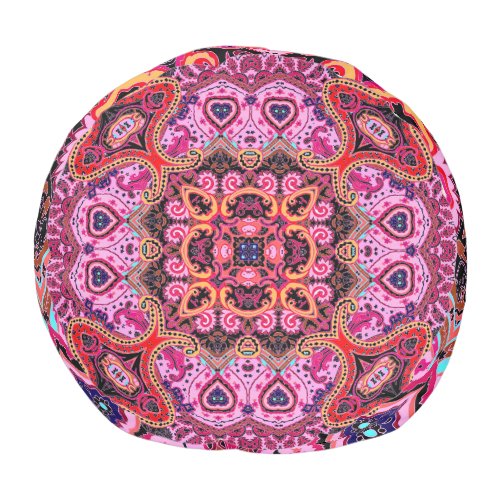 Multicolor paisley scarf print design pouf