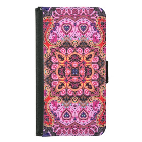 Multicolor paisley scarf print design samsung galaxy s5 wallet case