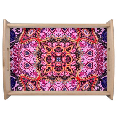 Multicolor paisley scarf print design serving tray
