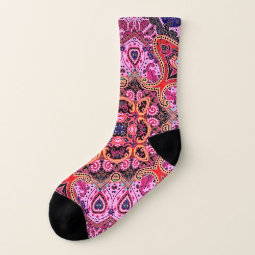 Multicolor paisley scarf print design socks