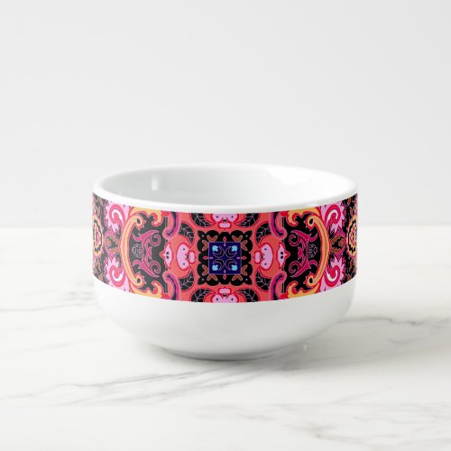 Multicolor paisley scarf print design soup mug