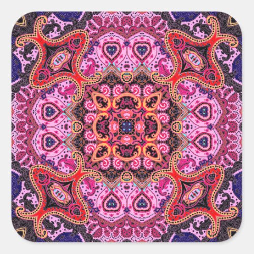 Multicolor paisley scarf print design square sticker
