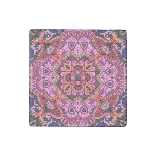 Multicolor paisley scarf print design stone magnet