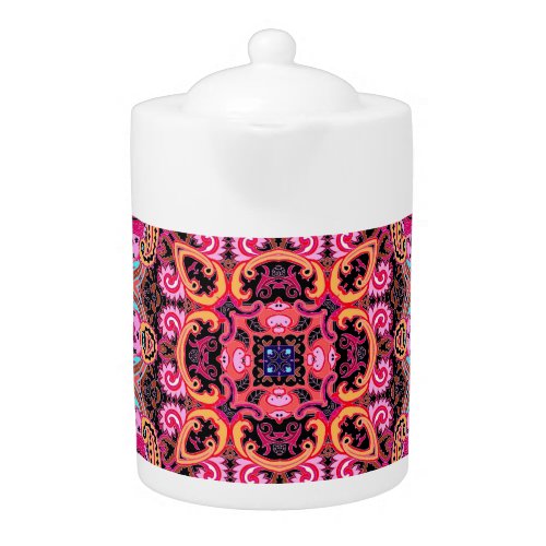 Multicolor paisley scarf print design teapot