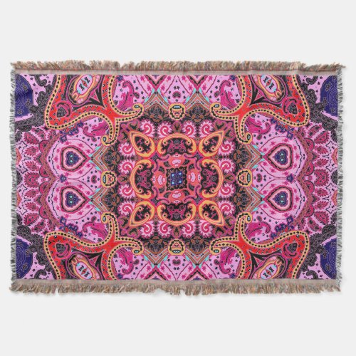 Multicolor paisley scarf print design throw blanket