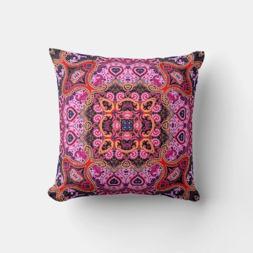 Multicolor paisley scarf print design throw pillow