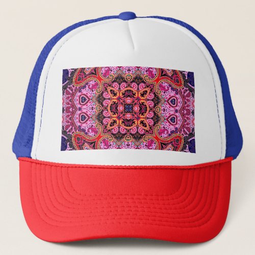 Multicolor paisley scarf print design trucker hat