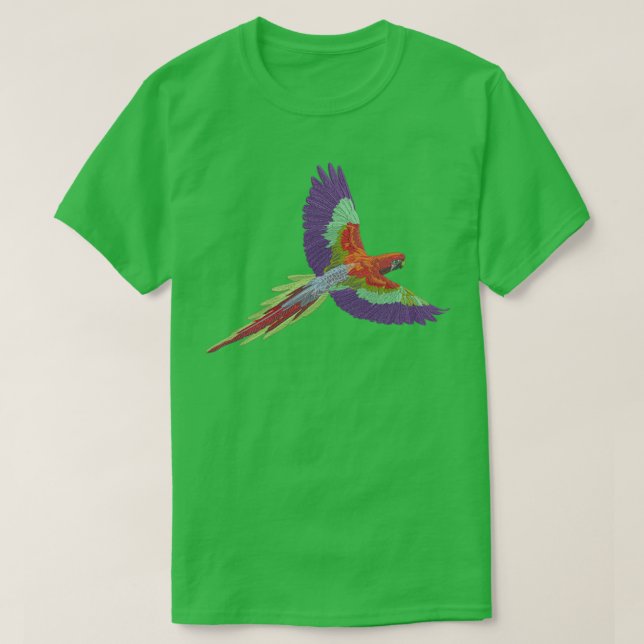 Multicolor Parrot Embroidery T-Shirt (Design Front)