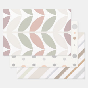 Multicolor Pastel Abstract Polka Dot Stripe  Wrapping Paper Sheets