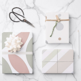 Multicolor Pastel Abstract Polka Dot Stripe Wrapping Paper Sheets