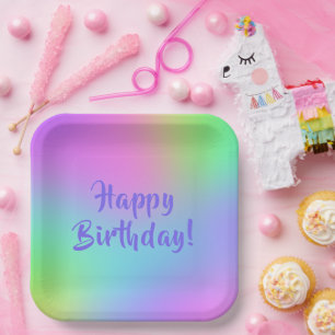 Multicolor Pastel Colors Birthday Plates