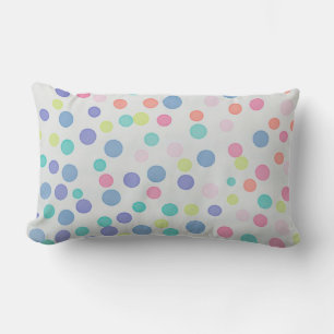 Multicolor pastel dots on grey lumbar pillow