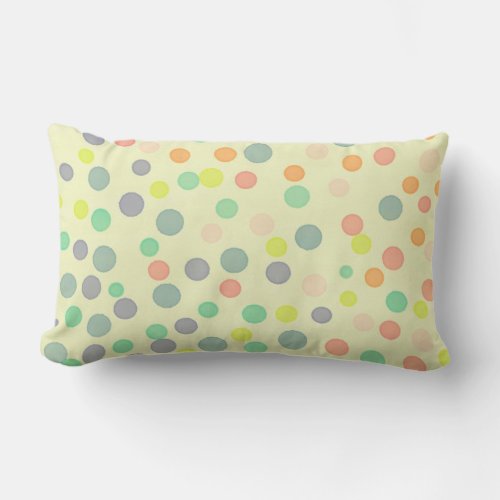 Multicolor pastel dots on pastel yellow lumbar pillow
