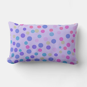 Multicolor pastel dots on purple lumbar pillow