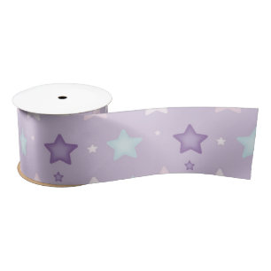 Multicolor Pastel Purple, Pink, White Stars Ribbon