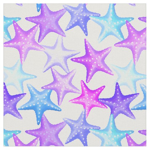 Multicolor Pastel Starfish Nautical Summer Beach Fabric