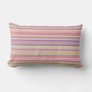 Multicolor pastel stripes lumbar pillow