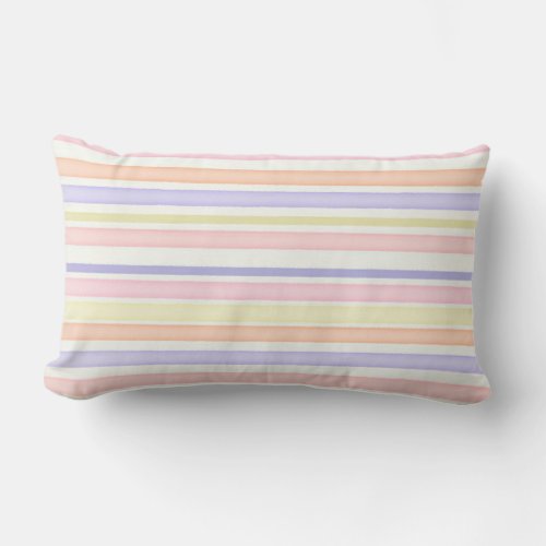 Multicolor pastel stripes lumbar pillow