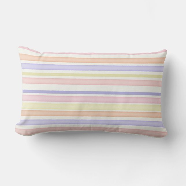 Multicolor pastel stripes lumbar pillow (Front)