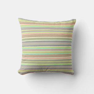Multicolor pastel stripes throw pillow