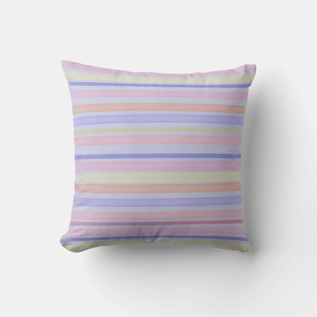 Multicolor pastel stripes throw pillow (Front)