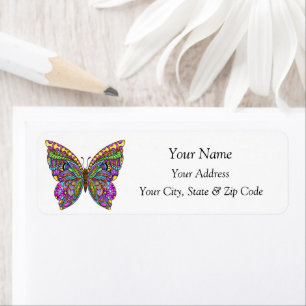 Multicolor Pattern Butterfly Label