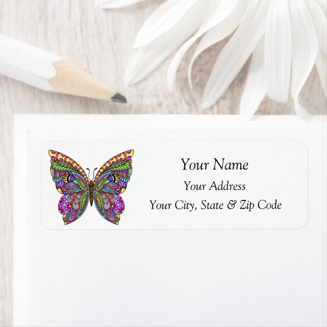 Multicolor Pattern Butterfly Label (Insitu)