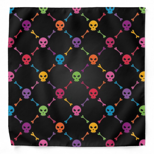 Multicolor pattern with skulls bandana (Front)