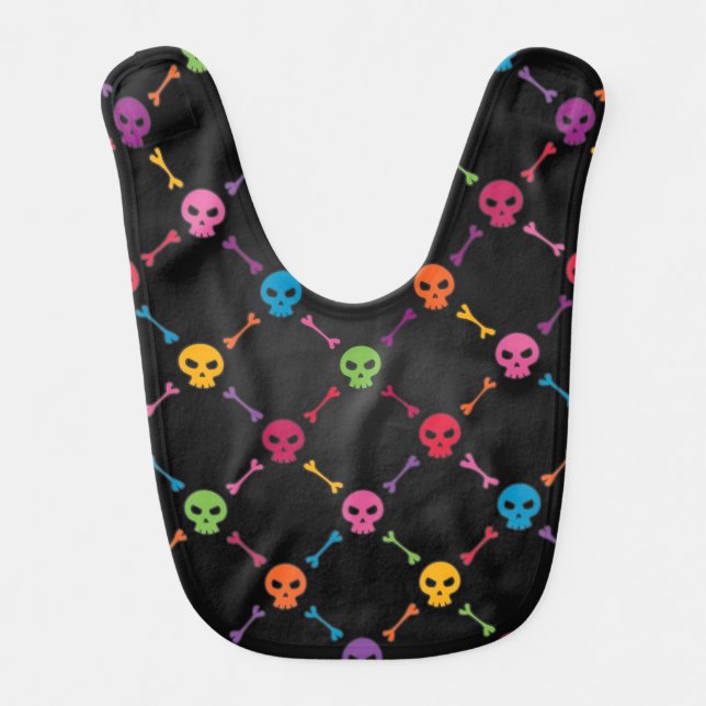 Multicolor pattern with skulls bib (Front)